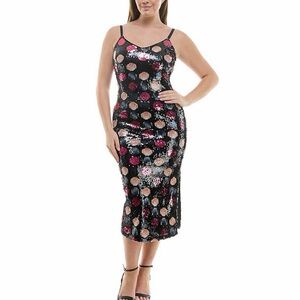 NWT Nicole Miller Sequin Polka Dot Midi Dress